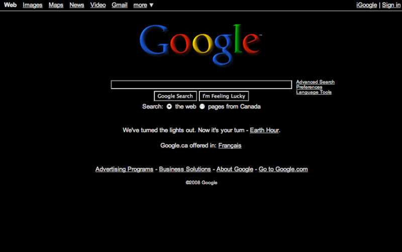 La page de Google version écolo 