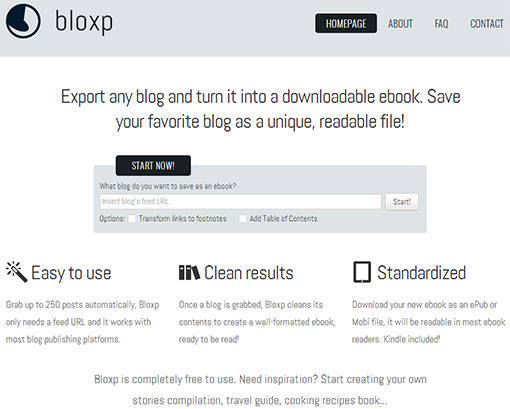 Bloxp transforme votre blog en ebook