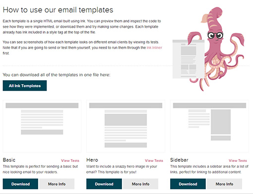 Ink responsive email templates
