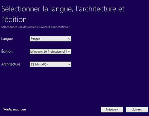 Installation de Windows 10