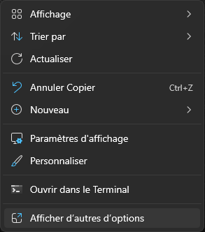 menu contextuel Windows 11